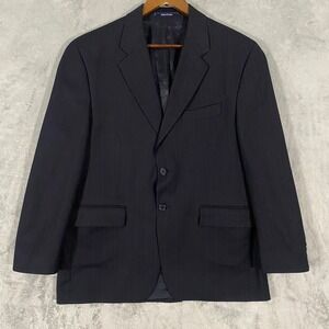 Chaps Ralph Lauren Blazer Mens 40S Navy Blue Pinstripe Wool Cashmere 2-Button